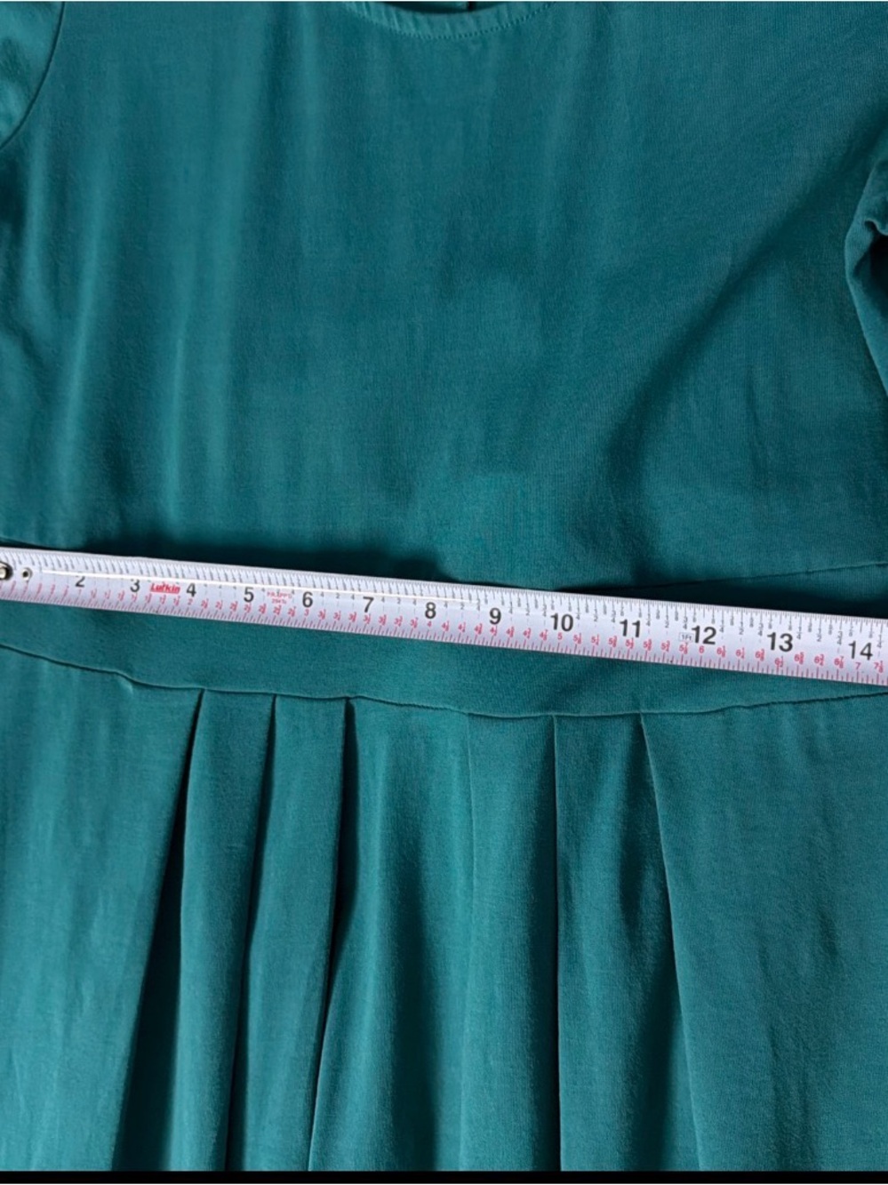 JG Hook size PM Teal Three-Quarter Sleeve Pleated Midi Dress - Picture 6 of 9